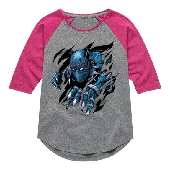 Marvel Black Panther - Rip Through Shirt - Girls Toddler And Youth Shirt Tail Raglan
