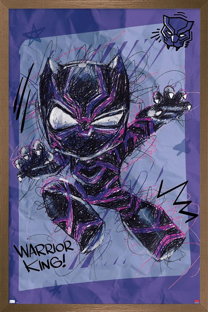 Marvel Black Panther - Scribble Wall Poster, 14.725" x 22.375", Framed