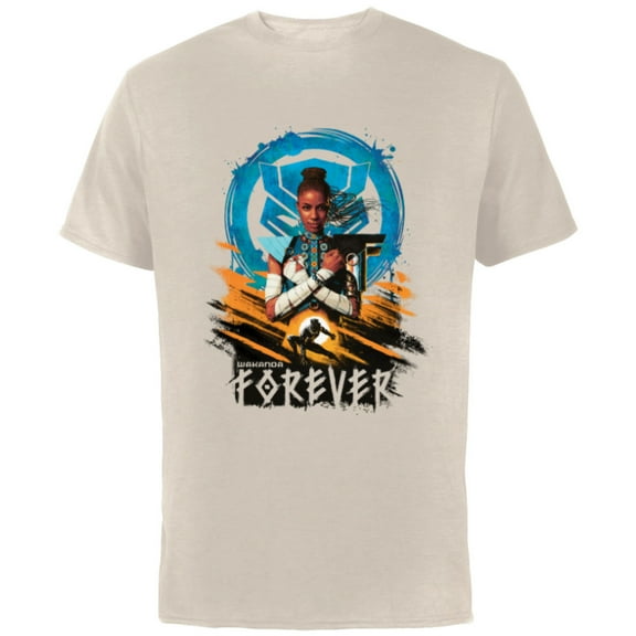 Marvel Black Panther Shuri Wakanda Forever - Short Sleeve Cotton T-Shirt for Adults - Customized-Natural