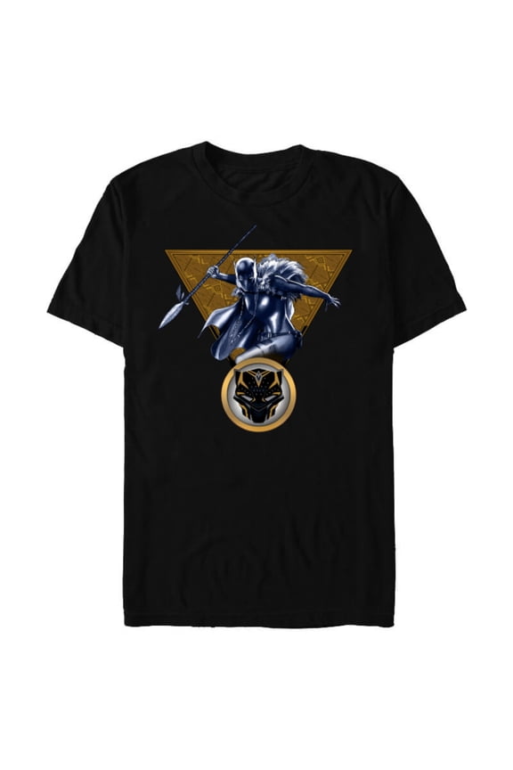 Black Panther Shuri with Cape and Spear Comic Art - Short Sleeve Blended T-Shirt for Adults - Customized-Black