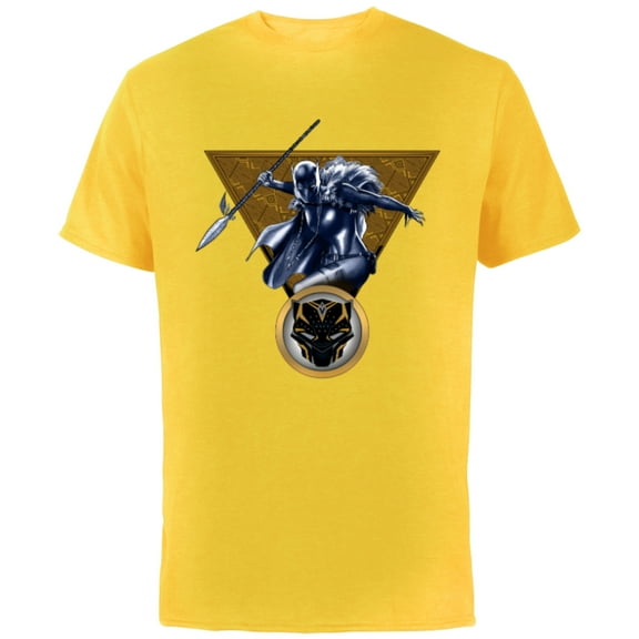 Marvel Black Panther Shuri with Cape and Spear Comic Art - Short Sleeve Cotton T-Shirt for Adults - Customized-Yellow