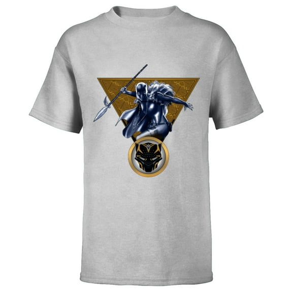 Marvel Black Panther Shuri with Cape and Spear Comic Art - Short Sleeve T-Shirt for Kids - Customized-Athletic Heather