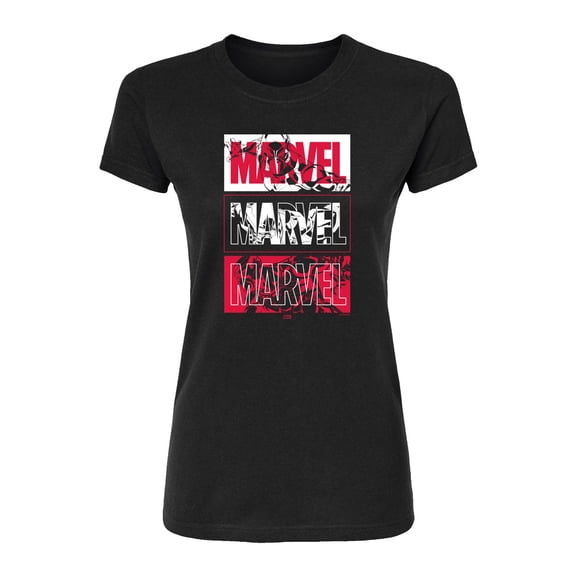 Marvel - Black Panther Stacked Logo - Juniors Fitted Short Sleeve Graohic T-Shirt