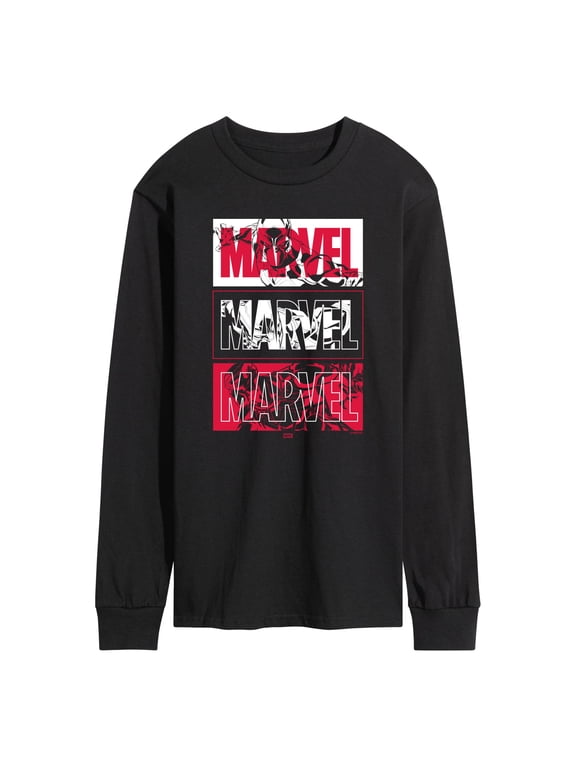 - Black Panther Stacked Logo Men's Long Sleeve Graphic T-Shirt