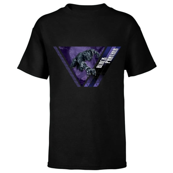 Marvel Black Panther Strikes Wakanda Triangle - Short Sleeve T-Shirt for Kids - Customized-Black