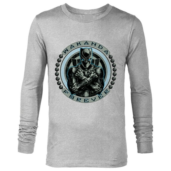 Marvel Black Panther T'Challa Emblem Wakanda Forever - Long Sleeve T-Shirt for Men - Customized-Athletic Heather