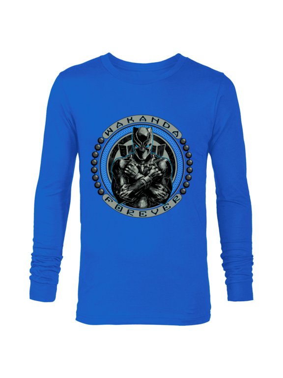 Black Panther T'Challa Emblem Wakanda Forever - Long Sleeve T-Shirt for Men - Customized-Navy