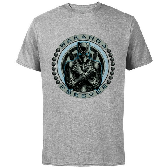 Marvel Black Panther T'Challa Emblem Wakanda Forever - Short Sleeve Cotton T-Shirt for Adults - Customized-Athletic Heather