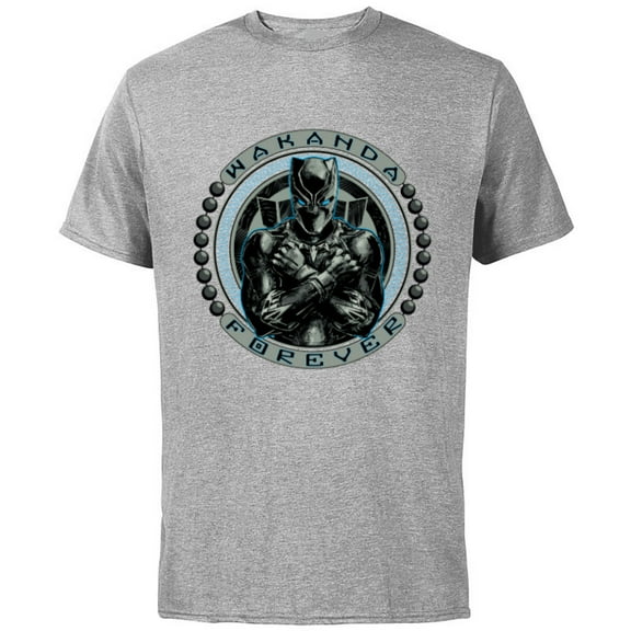 Marvel Black Panther T'Challa Emblem Wakanda Forever - Short Sleeve Cotton T-Shirt for Adults - Customized-Athletic Heather