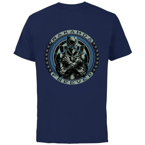 Marvel Black Panther T'Challa Emblem Wakanda Forever - Short Sleeve Cotton T-Shirt for Adults - Customized-Navy