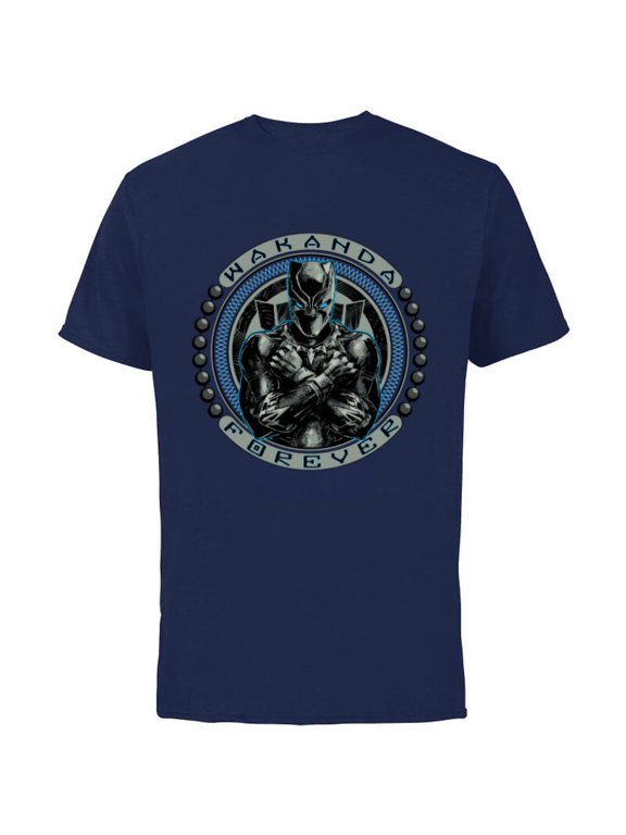 Black Panther T'Challa Emblem Wakanda Forever - Short Sleeve Cotton T-Shirt for Adults - Customized-Navy
