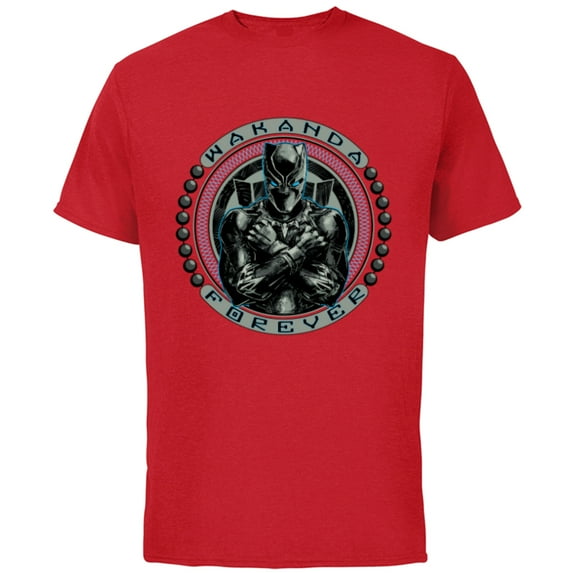 Marvel Black Panther T'Challa Emblem Wakanda Forever - Short Sleeve Cotton T-Shirt for Adults - Customized-Red