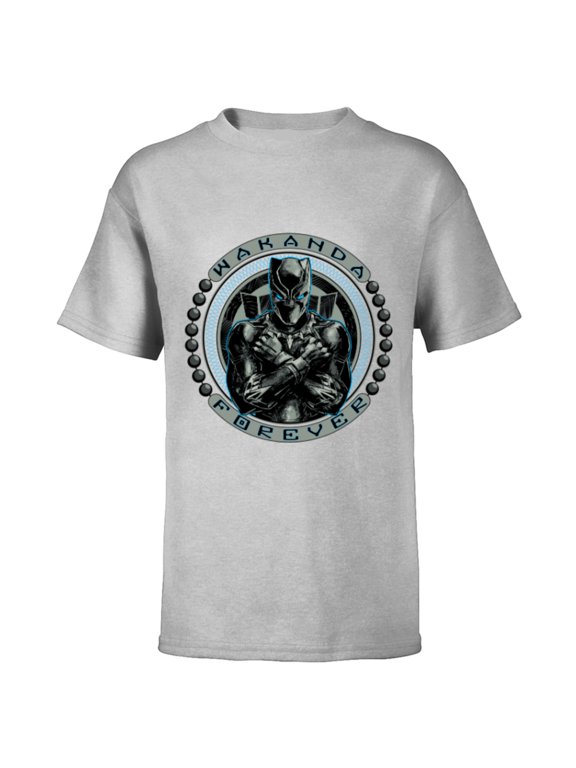 Black Panther T'Challa Emblem Wakanda Forever - Short Sleeve T-Shirt for Kids - Customized-Athletic Heather