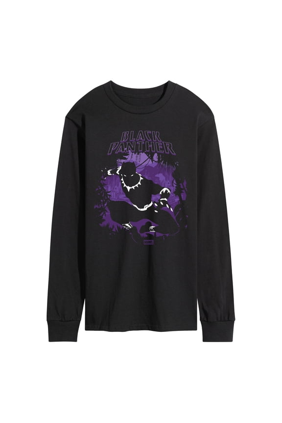 - Black Panther T'Challa Silhouette - Men's Long Sleeve Graphic T-Shirt