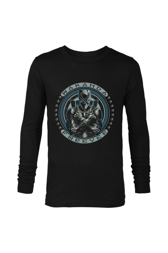 Black Panther T'Challa Wakanda Forever Black - Long Sleeve T-Shirt for Men- Customized-Black