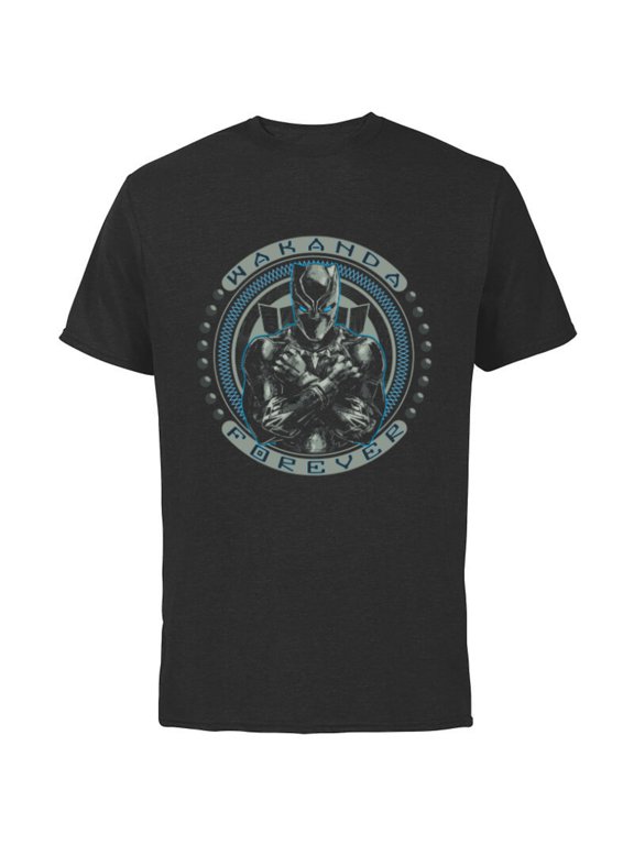 Black Panther T'Challa Wakanda Forever Black - Short Sleeve Cotton T-Shirt for Adults- Customized-Black
