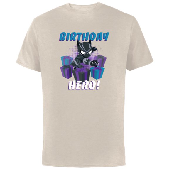 Marvel Black Panther Toony Party Birthday Hero - Short Sleeve Cotton T-Shirt for Adults - Customized-Natural