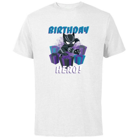 Marvel Black Panther Toony Party Birthday Hero - Short Sleeve Cotton T-Shirt for Adults - Customized-White