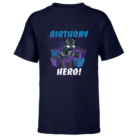 Marvel Black Panther Toony Party Birthday Hero - Short Sleeve T-Shirt for Kids - Customized-Navy