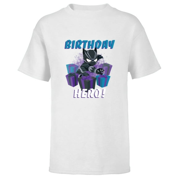 Marvel Black Panther Toony Party Birthday Hero - Short Sleeve T-Shirt for Kids - Customized-White