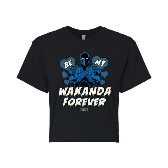 Marvel Black Panther - Valentine Be My Wakanda Forever - Juniors Cropped Graphic T-Shirt