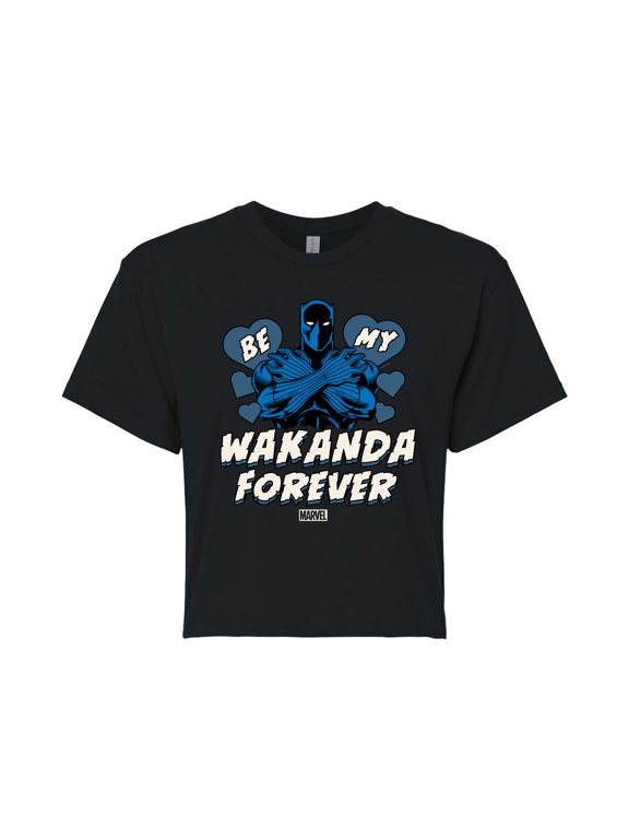 Black Panther - Valentine Be My Wakanda Forever - Juniors Cropped Graphic T-Shirt