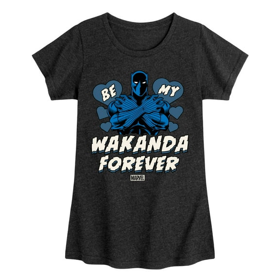 Marvel Black Panther - Valentine Be My Wakanda Forever - Toddler And Youth Girls Fitted Short Sleeve Graphic T-Shirt
