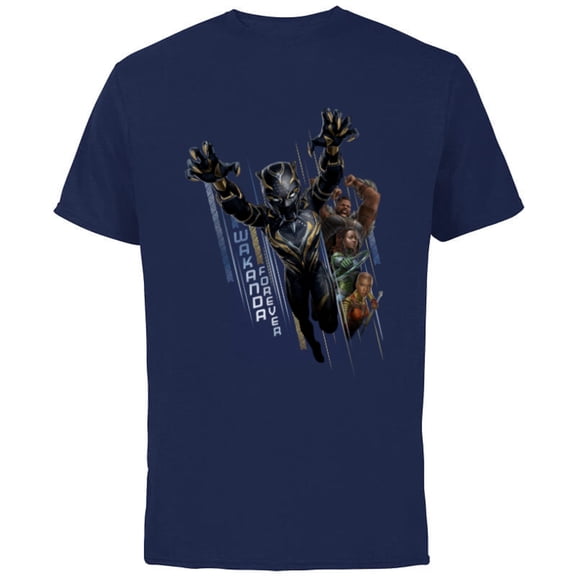Marvel Black Panther: Wakanda Forever Defend the Kingdom - Short Sleeve Cotton T-Shirt for Adults - Customized-Navy