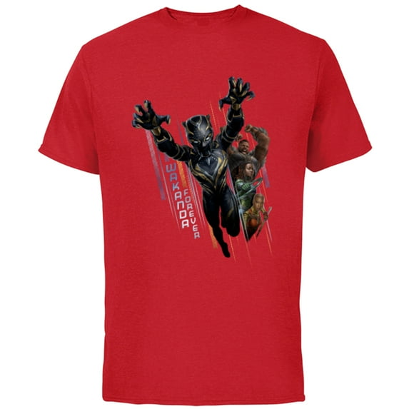 Marvel Black Panther: Wakanda Forever Defend the Kingdom - Short Sleeve Cotton T-Shirt for Adults - Customized-Red