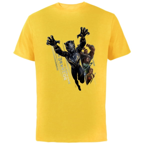 Marvel Black Panther: Wakanda Forever Defend the Kingdom - Short Sleeve Cotton T-Shirt for Adults - Customized-Yellow