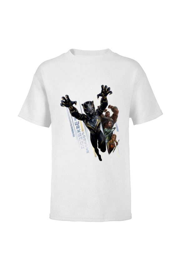 Black Panther: Wakanda Forever Defend the Kingdom - Short Sleeve T-Shirt for Kids - Customized-White
