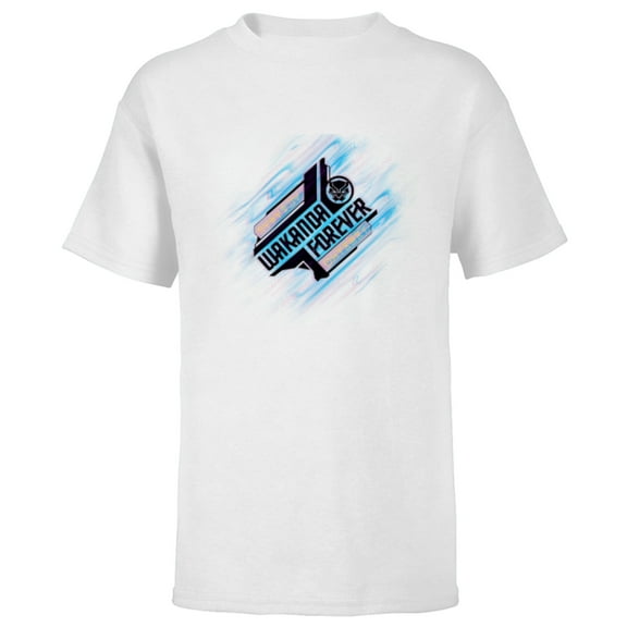 Marvel Black Panther: Wakanda Forever Diagonal Title & Icon - Short Sleeve T-Shirt for Kids - Customized-White