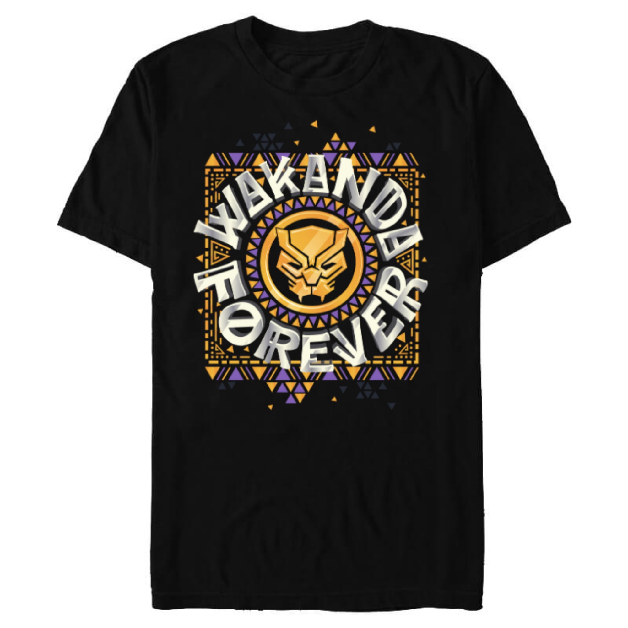 Marvel Black Panther Wakanda Forever Emblem - Short Sleeve Blended T ...