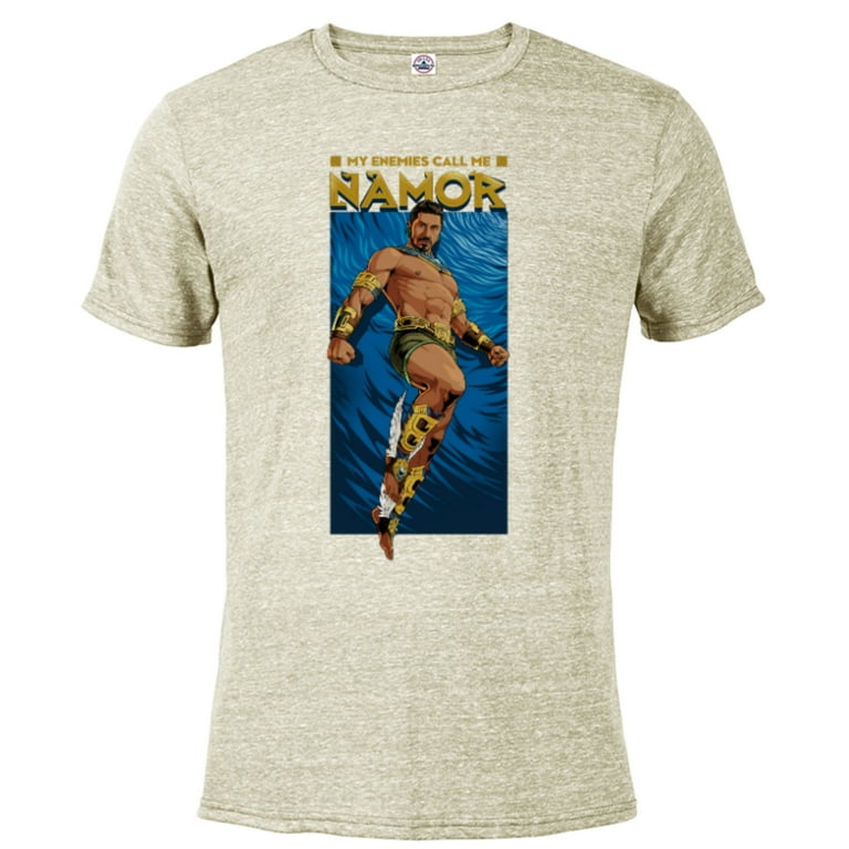 Marvel Black Panther Wakanda Forever Enemies Call Me Namor Short Sleeve Blended T Shirt for Adults Customized Putty Snow Heather