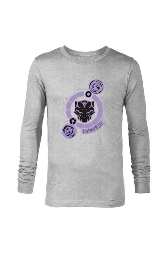 Black Panther: Wakanda Forever Mask Tech Circle - Long Sleeve T-Shirt for Men - Customized-Athletic Heather
