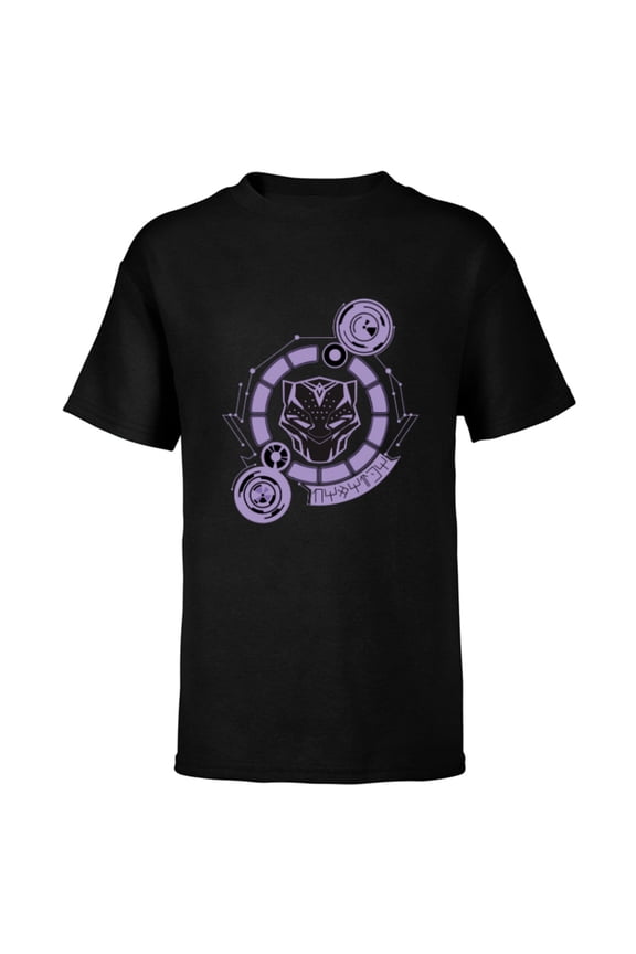 Black Panther: Wakanda Forever Mask Tech Circle - Short Sleeve T-Shirt for Kids - Customized-Black