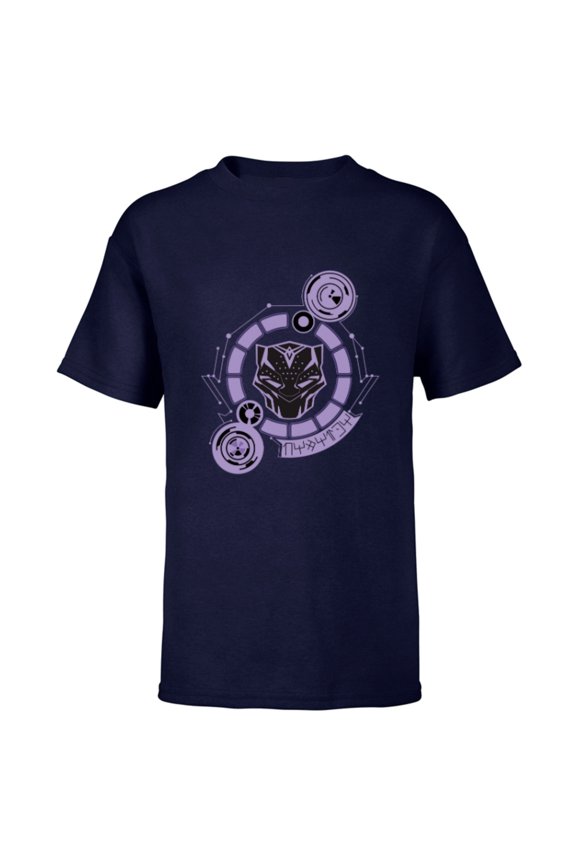 Black Panther: Wakanda Forever Mask Tech Circle - Short Sleeve T-Shirt for Kids - Customized-Navy