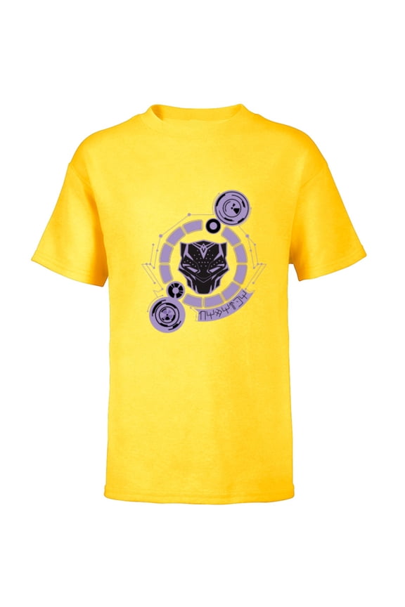 Black Panther: Wakanda Forever Mask Tech Circle - Short Sleeve T-Shirt for Kids - Customized-Yellow