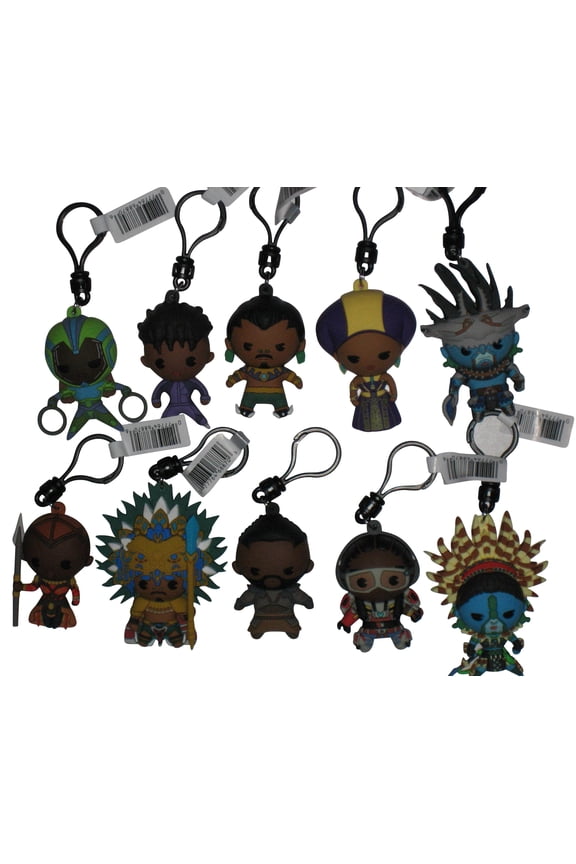 Marvel Black Panther Wakanda Forever Monogram Figural 3D Bag Clip Keychain 10pc Lot