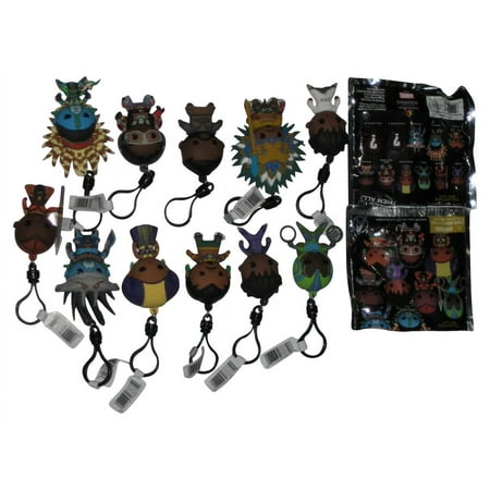 Marvel Black Panther Wakanda Forever Monogram Figural 3D Bag Clip Keychain Complete Set