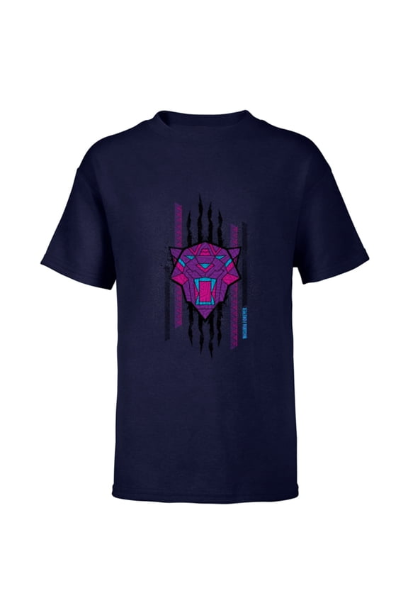 Black Panther: Wakanda Forever Movie Panther Slash - Short Sleeve T-Shirt for Kids - Customized-Navy
