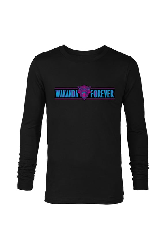 Black Panther: Wakanda Forever Movie Stylized Logo - Long Sleeve T-Shirt for Men - Customized-Black
