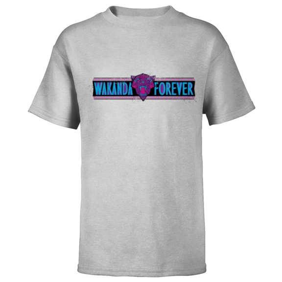 Marvel Black Panther: Wakanda Forever Movie Stylized Logo - Short Sleeve T-Shirt for Kids - Customized-Athletic Heather