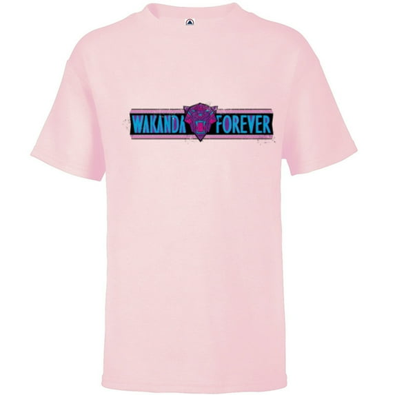 Marvel Black Panther: Wakanda Forever Movie Stylized Logo - Short Sleeve T-Shirt for Kids - Customized-Soft Pink