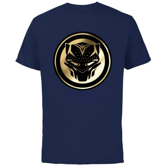 Marvel Black Panther: Wakanda Forever New Panther Mask Gold - Short Sleeve Cotton T-Shirt for Adults - Customized-Navy