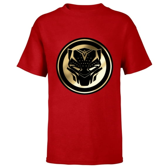Marvel Black Panther: Wakanda Forever New Panther Mask Gold - Short Sleeve T-Shirt for Kids - Customized-Red