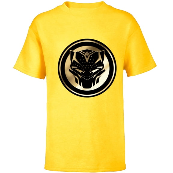 Marvel Black Panther: Wakanda Forever New Panther Mask Gold - Short Sleeve T-Shirt for Kids - Customized-Yellow