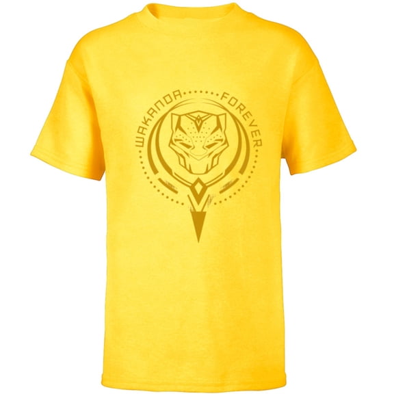 Marvel Black Panther: Wakanda Forever New Panther Mask Icon - Short Sleeve T-Shirt for Kids - Customized-Yellow