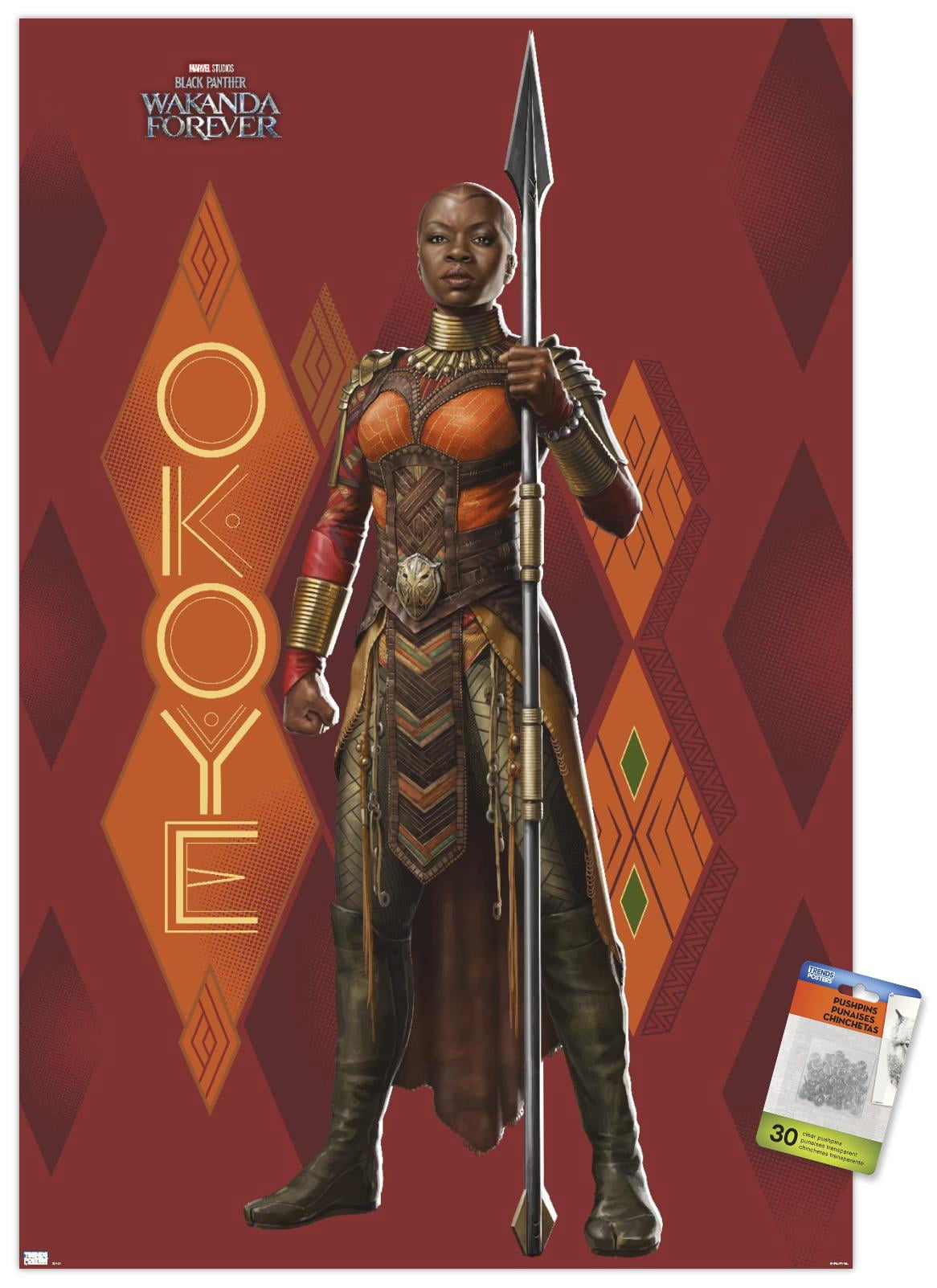 Marvel Black Panther: Wakanda Forever - Okoye Wall Poster with Pushpins, 22.375" x 34"