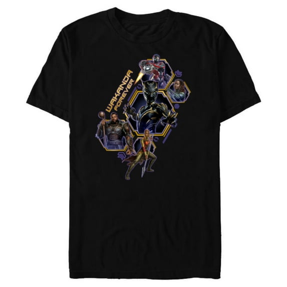 Marvel Black Panther: Wakanda Forever Protectors of Wakanda - Short Sleeve Blended T-Shirt for Adults - Customized-Black